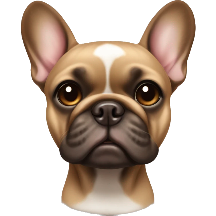French bulldog brown color with brown eyes one ear standing the other down emoji