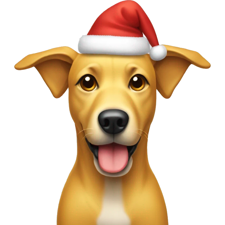yellow dog with xmas hat on emoji