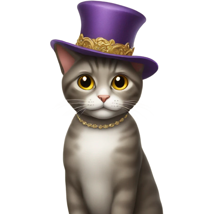 Cat wearing a fancy hat emoji