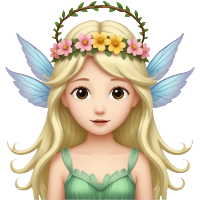 Fairy with wings flower crown on head emoji