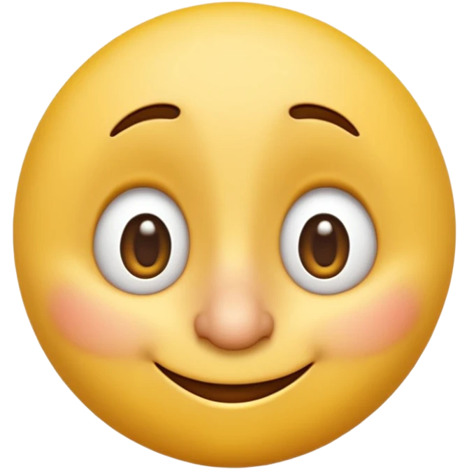 3D yellow emoji, classic round face, cartoon style, Apple emoji style, exaggerated long nose like Pinocchio, guilty smiling expression, eyes looking sideways mischievously, glossy texture, soft shadows, isolated on white background, high detail, realistic rendering emoji