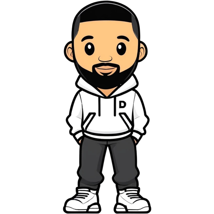Hyperrealism, isolated, 3D rendering, digital stickers illustration of the Canadian rapper " Drake" 2024. Must be of highest quality, clean smooth lines, no emoji icons or faces, glossy appearance overall. Full transparent background  emoji