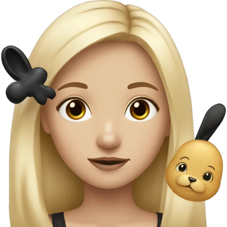 blonde girl with black bunny emoji