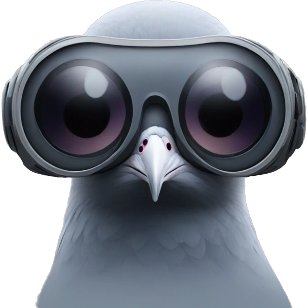 a pigeon with vr goggles front face emoji