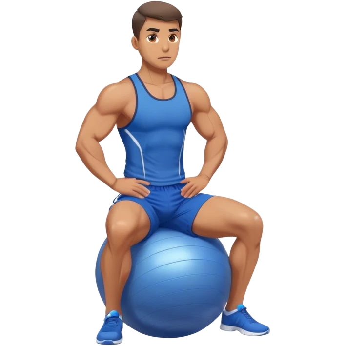 fit man with blue shorts stability ball exercises emoji