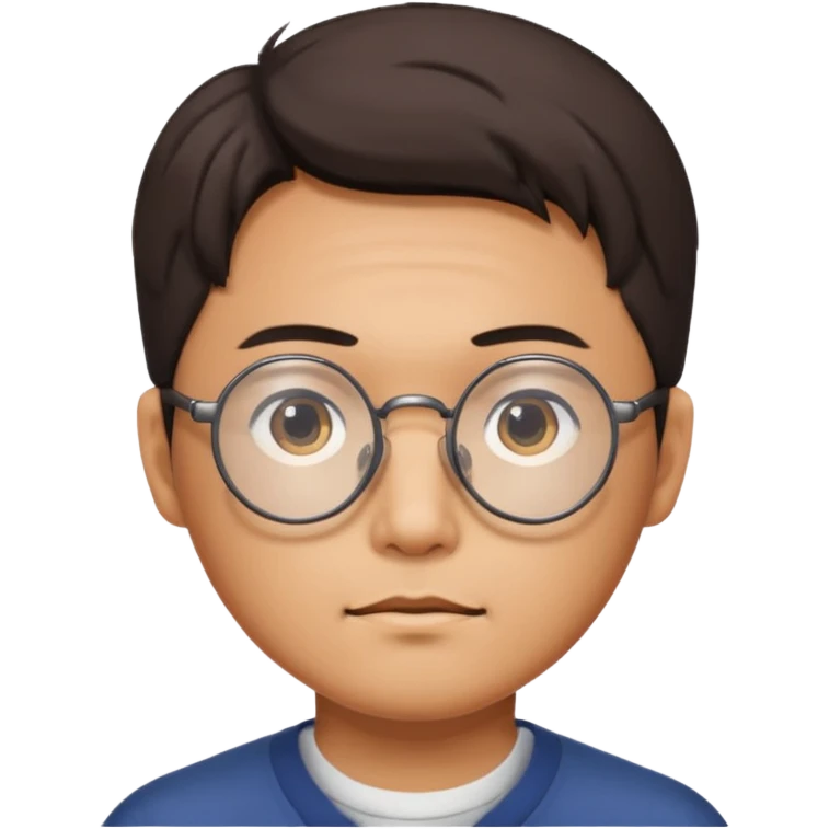 Korean man, round glasses, neutral expression emoji