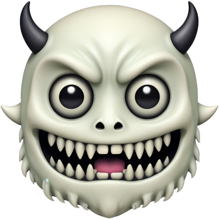 Analog 4d measurement demon horror glitched monster with black eyes no pupil  emoji