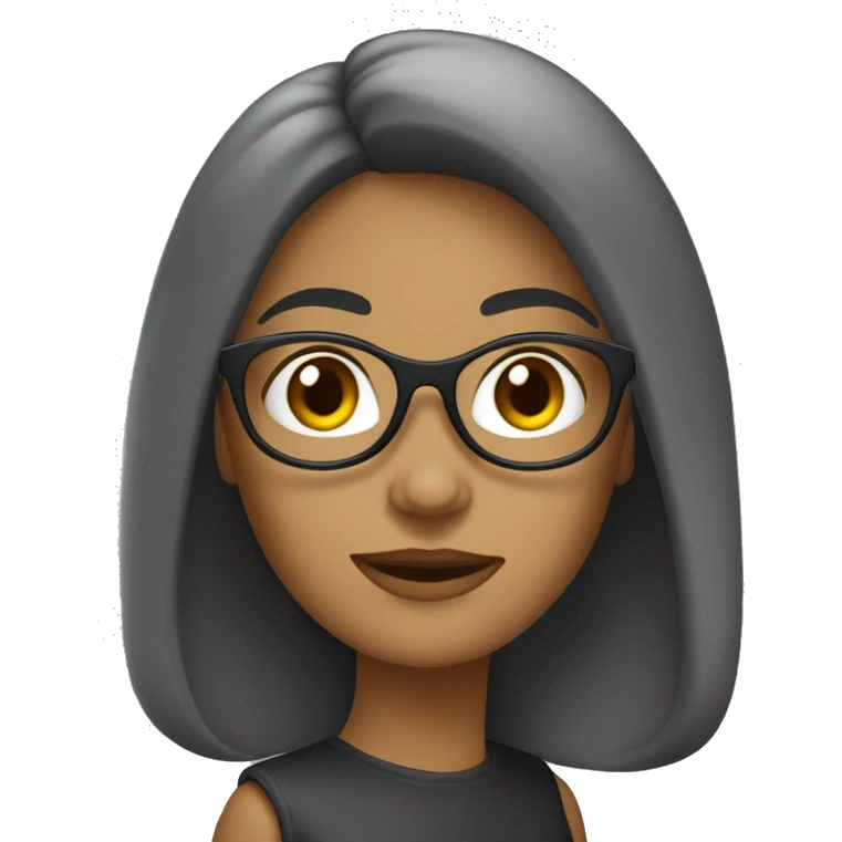 mulher branca de óculos com cabelo liso preto emoji