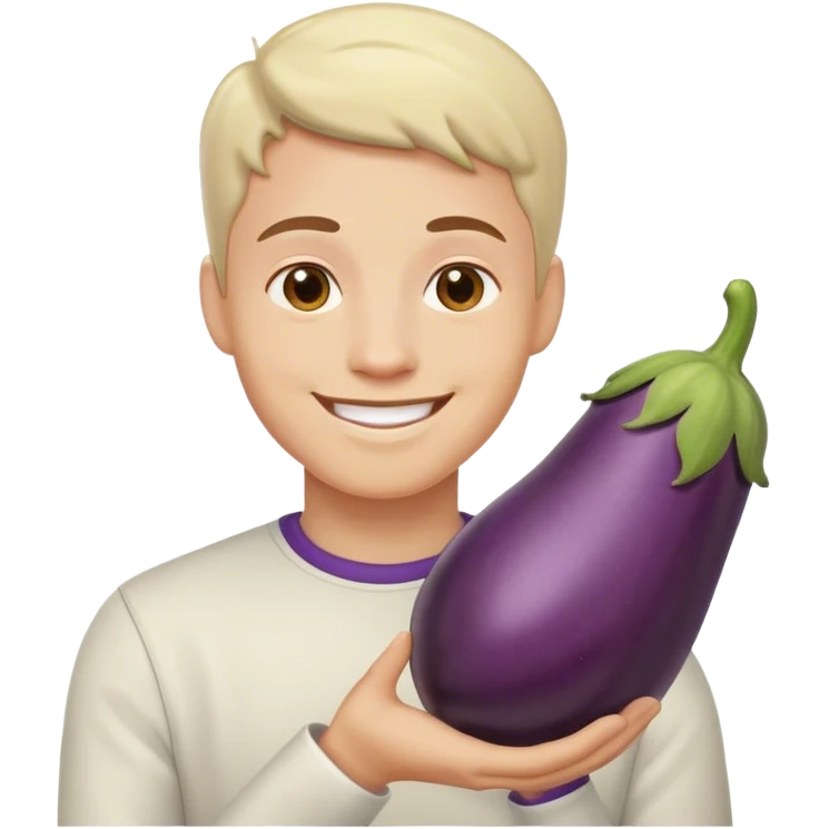 🙂 avec une aubergine à côté de lui emoji