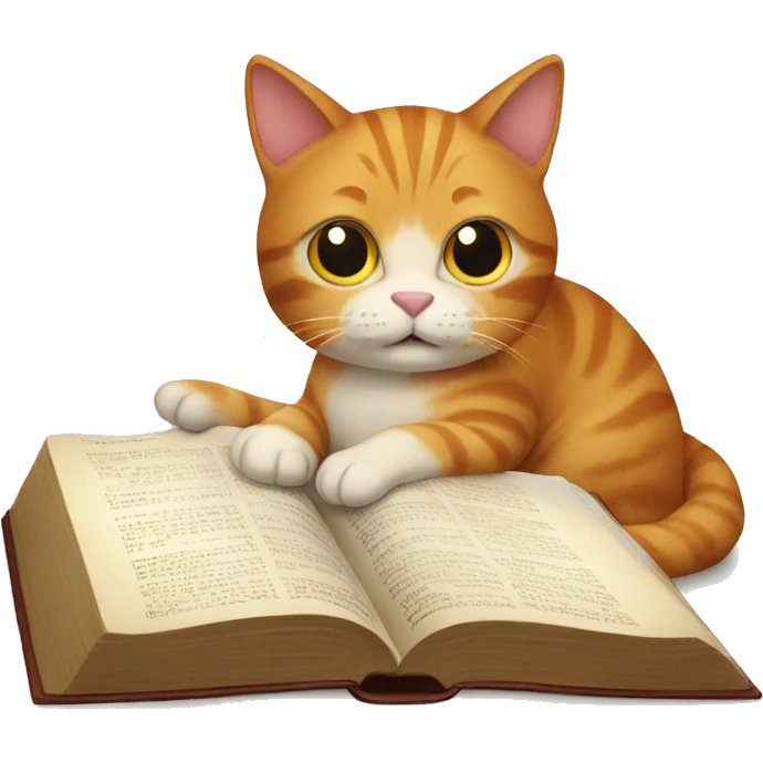 a ginger cat reading the Bible emoji