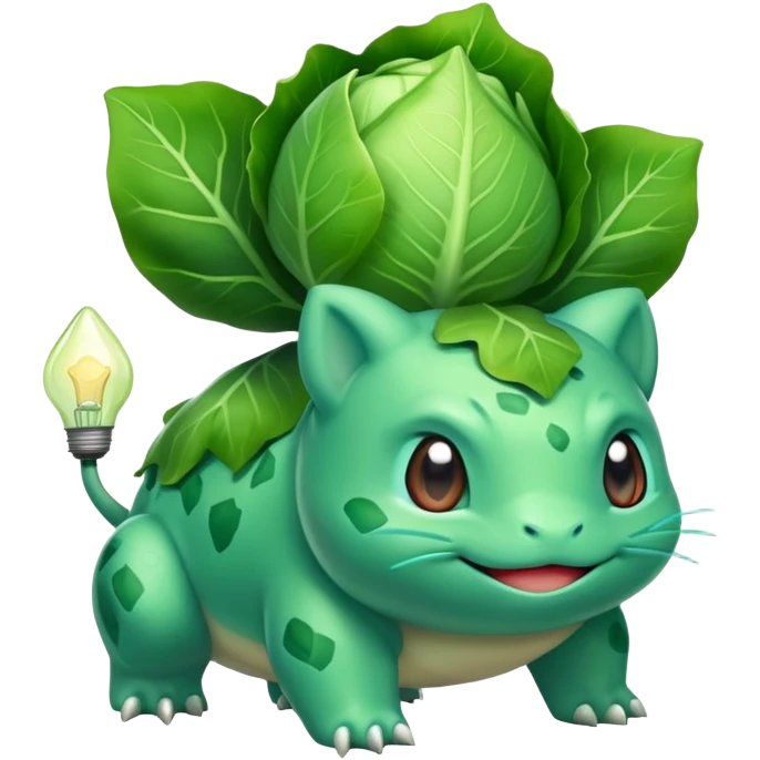 Bulbasaur with a green cabbage-like bulb on back  emoji