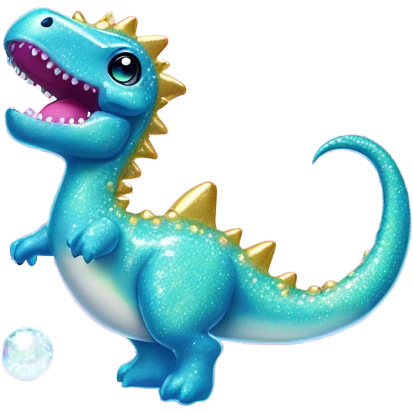 Lisa frank glitter pretty water dinosaur with fins and pearls emoji