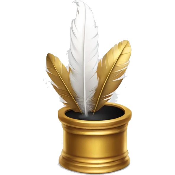gold inkpot white feather emoji