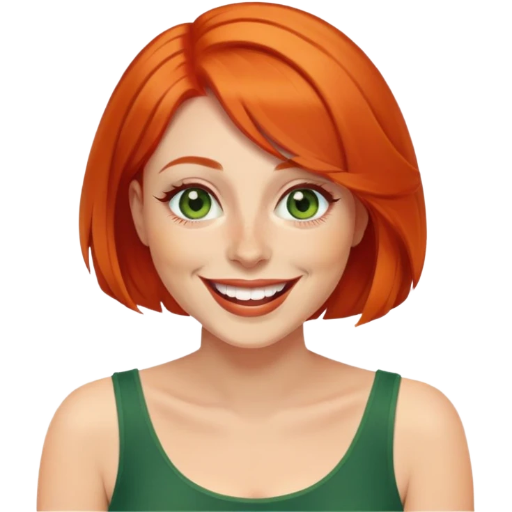 еврейка с рыжим каре и зелеными глазами смеется emoji