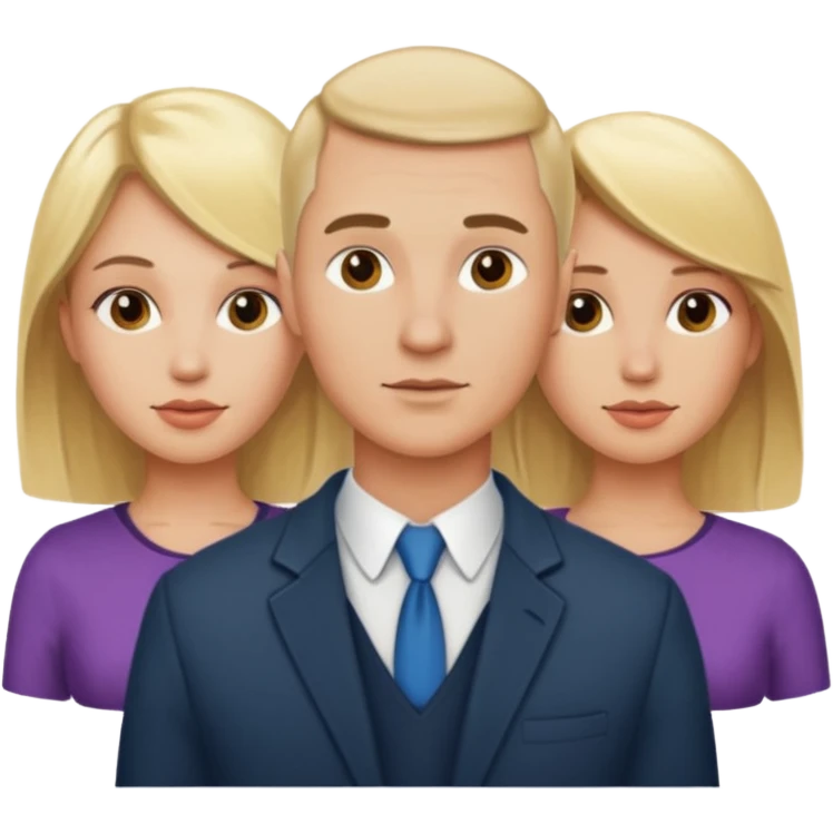 Two blonde women and a man with skin head  emoji