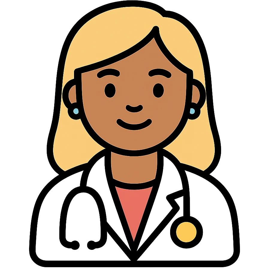 Latina doctor with light blonde hair, professional and friendly emoji