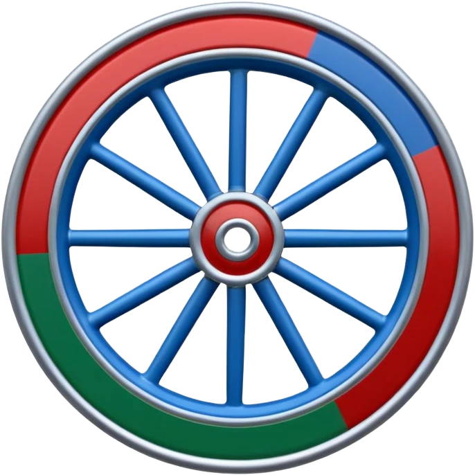 Drapeau bleu et vert avec une roue rouge zvec 24 rayon la roue rouge est a l’interieur du drapeau bleu et vert emoji