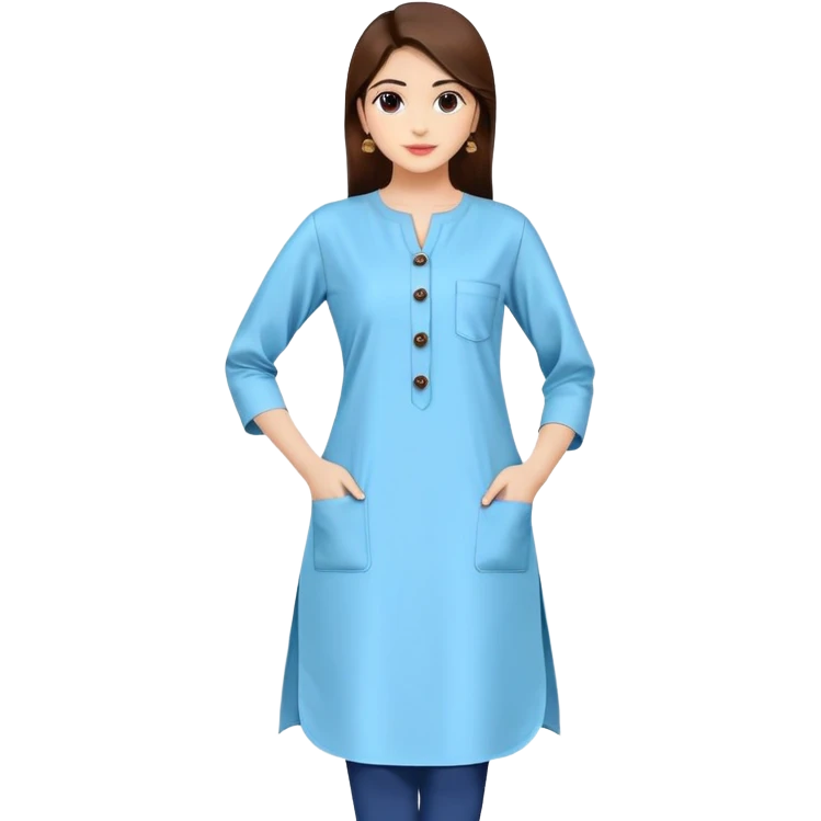 Straight-cut plain kurti with buttons and pockets emoji