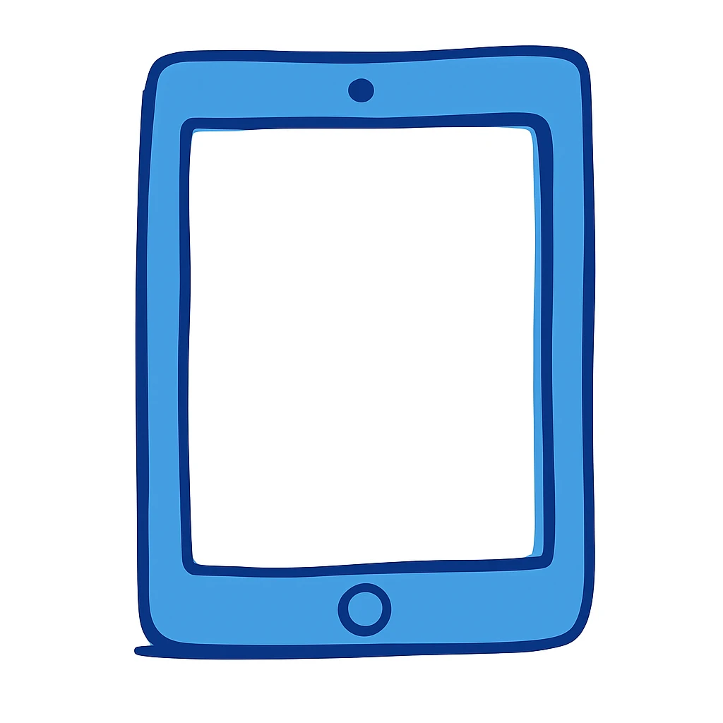 Change the iPad color to blue, keep the style and background as is. The style of the original image should be preserved. emoji