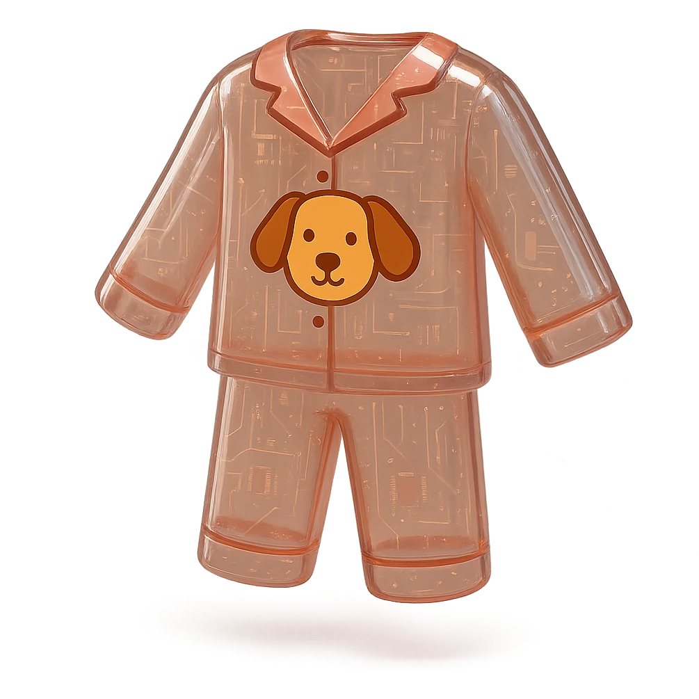 A cozy pajama set with a dog emoji
