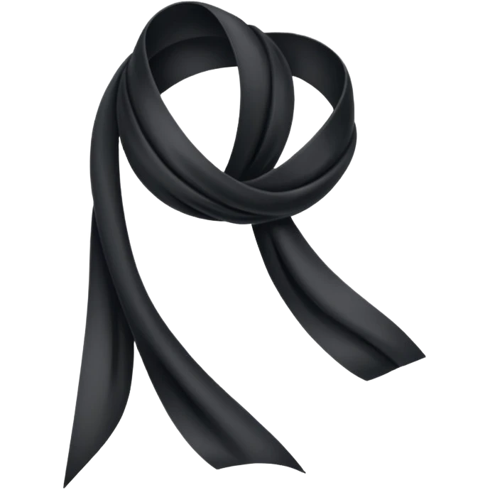 One Black thin ribbon for dead people honoring emoji