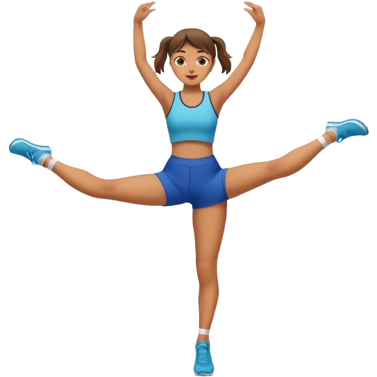 The girl stands on one leg, raising her leg to the very top  emoji