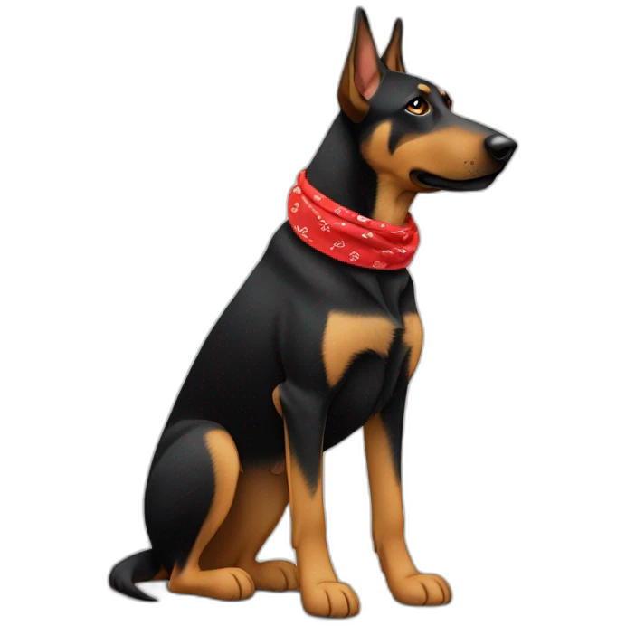 75% Coonhound 25% German Shepherd mix dog wearing small plain red bandana side view full body left facing emoji