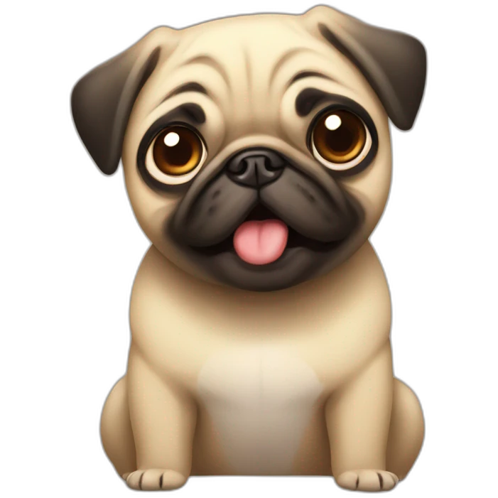 cute anime pug with a shocked face emoji