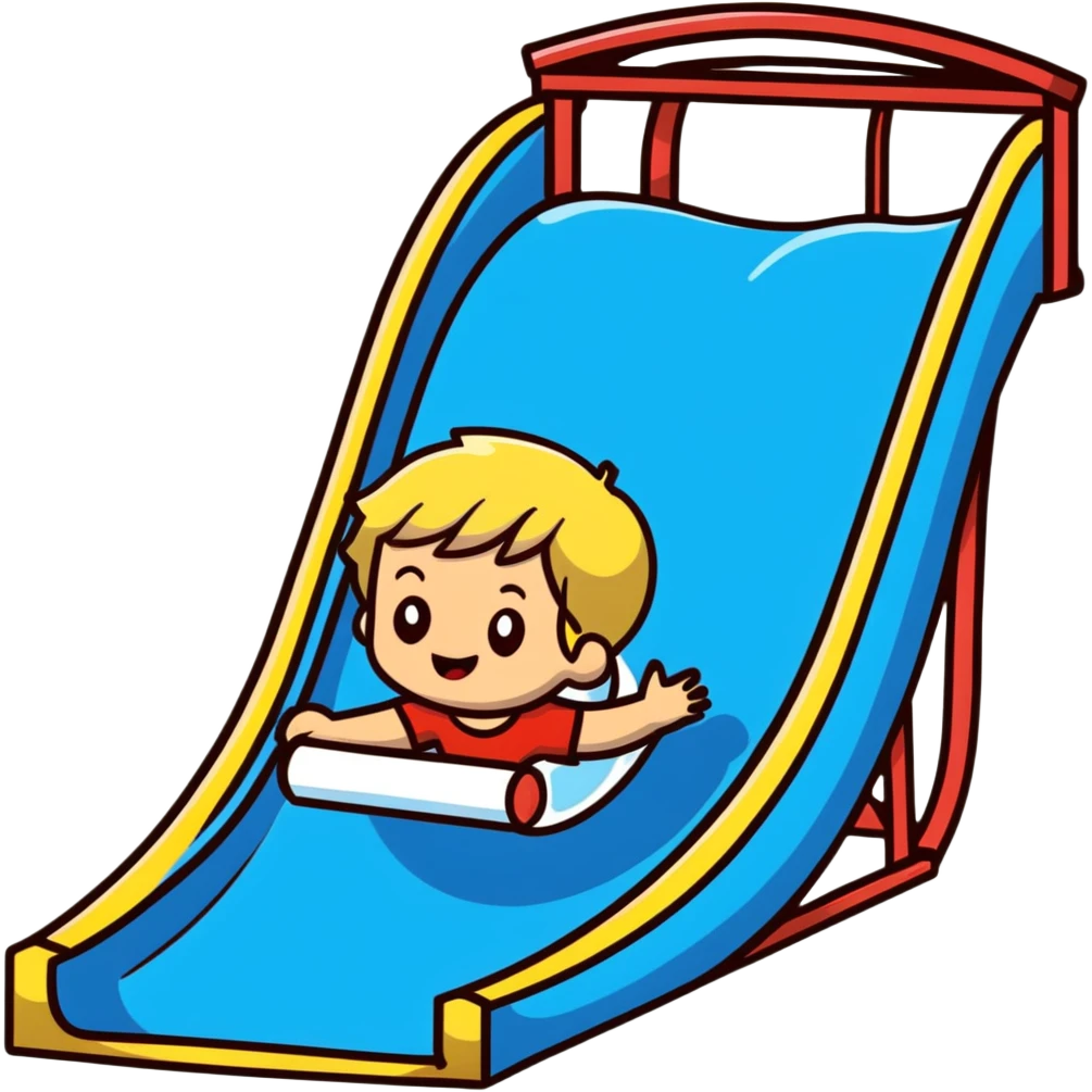 5 year old blond boy going down a water slide emoji
