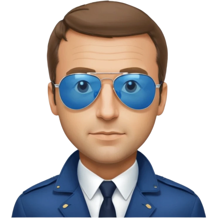 President Macron with mirrored blue aviator sunglasses emoji