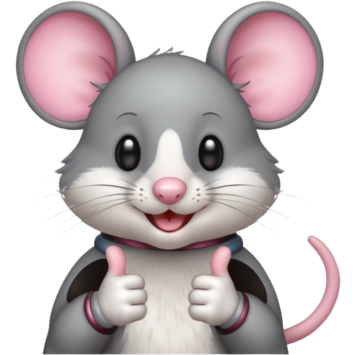 a cute mouse, smiling, giving a thumbs up emoji