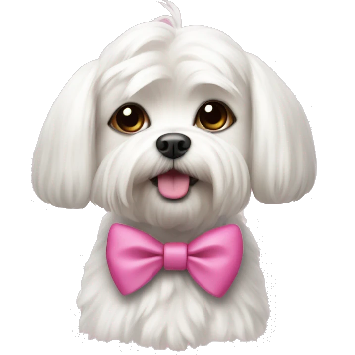 Maltese dog with ponk bow  emoji