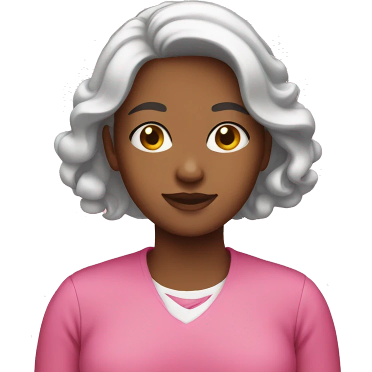 Woman wearing pink emoji