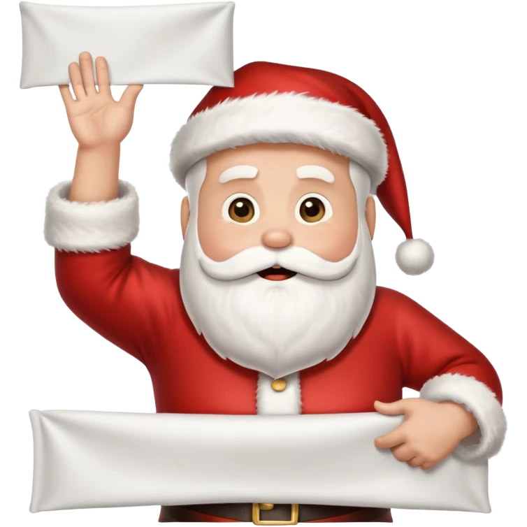 drunk santa holding up a huge blank banner 4 times his size above his head emoji