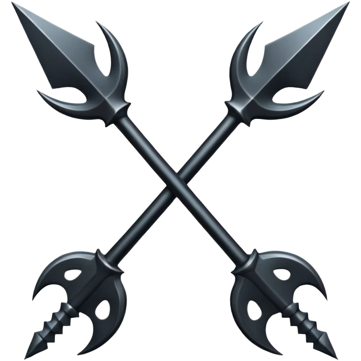 Make 2 black tridents cross emoji