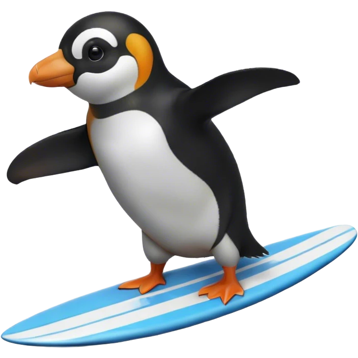A surfing penguin emoji