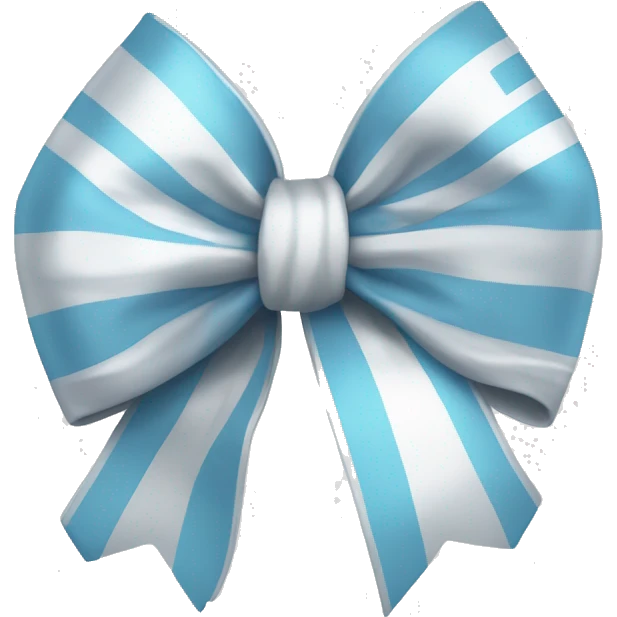 Light blue and silver and white bow that says ACA emoji