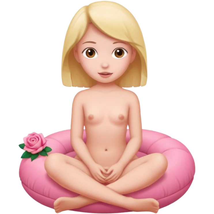 Girl naked siting on a rosetoy emoji