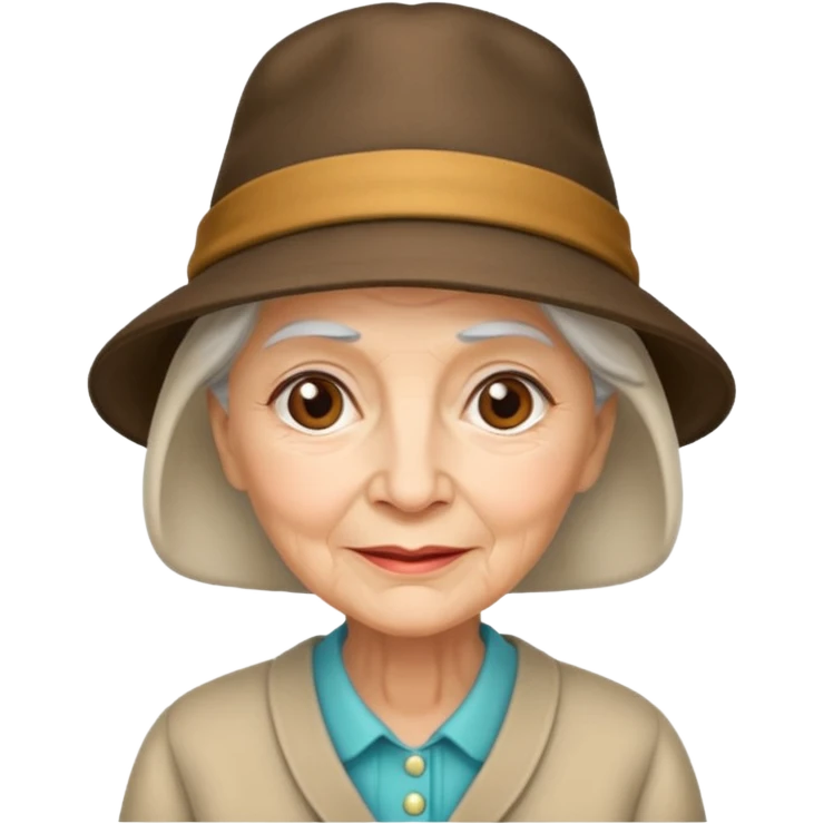 elderly woman with hat emoji