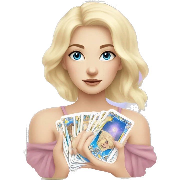 light pink tarot cards magic blonde girl white skin blue eyes  emoji