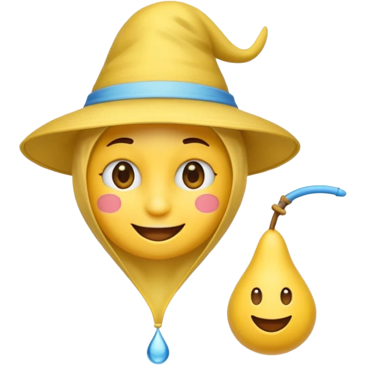 Emoji souriant avec goutte de sueur avec chapeau d"anniversaire et goutte de sueur emoji