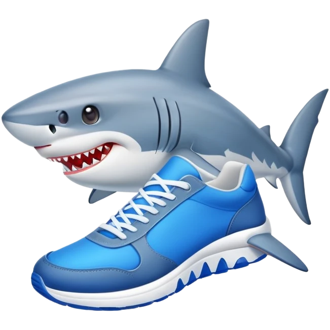 gray shark wearing blue sneakers  emoji