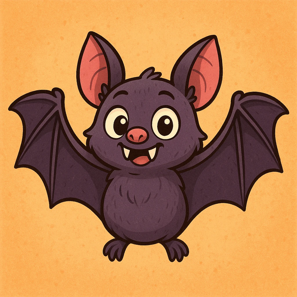 a cartoonish vampire bat, wings open wide, two sharp fangs visible emoji