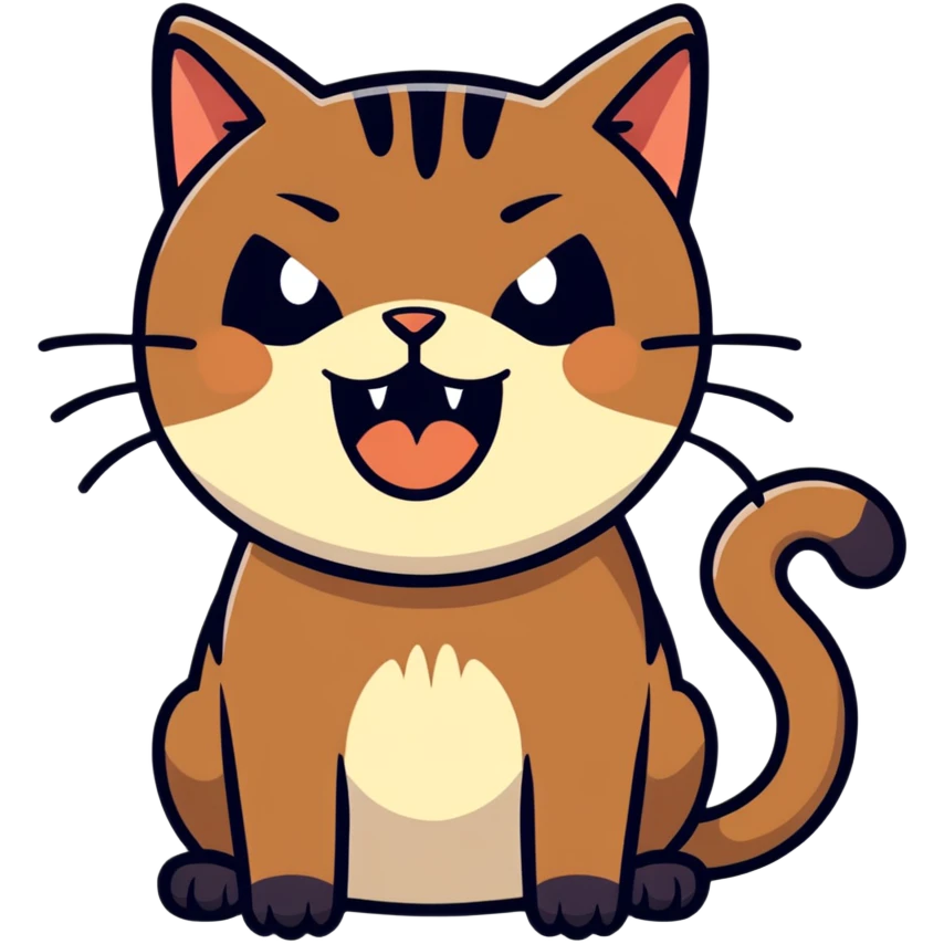 dark brown cat holding neck screaming emoji