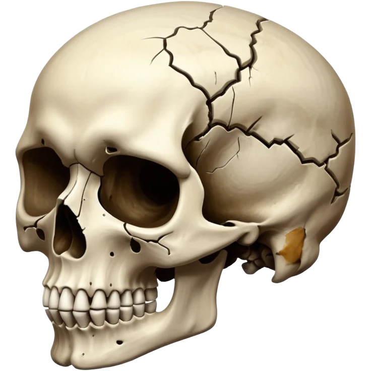 A skull with half turning to dust emoji