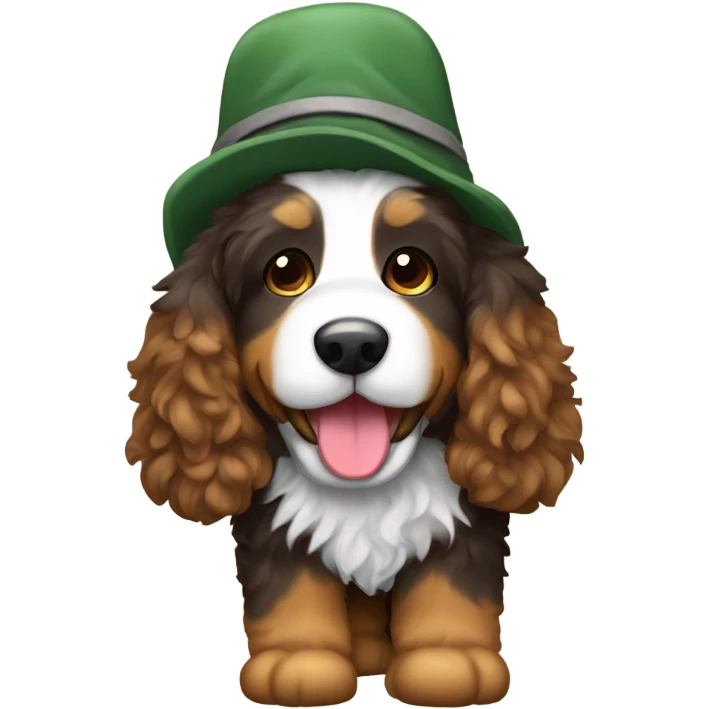 Bernedoodle dressed as hiker emoji