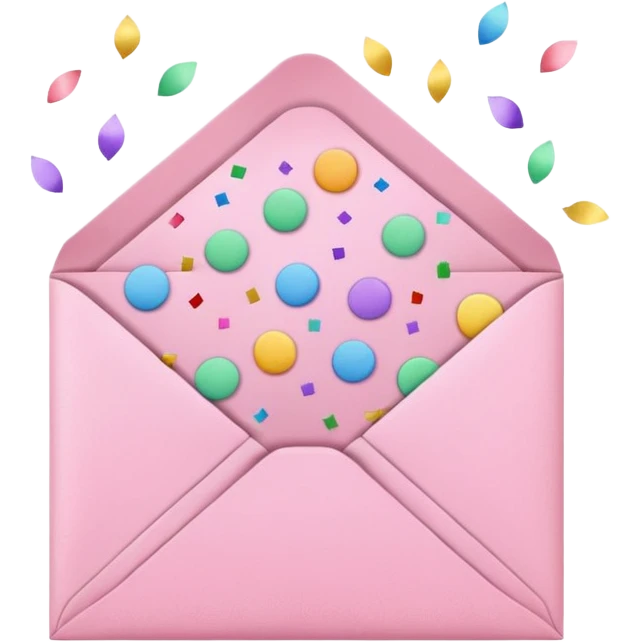 pink envelope with confetti emoji