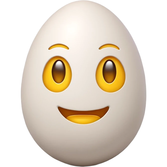 3D emoji egg, Apple style, isolated on soft pastel background, high-resolution, minimalistic, plastic texture, soft lighting, realistic shadows, style similar to iOS emoji, front-facing, centered emoji