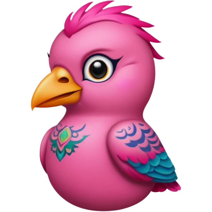 pink bird with piercings and tattooes emoji