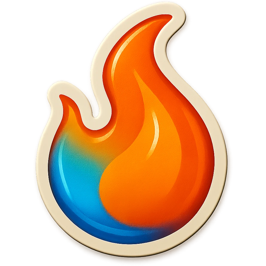 fire streak emoji, playful and modern with blue to orange gradient, vibrant and matching reference image emoji